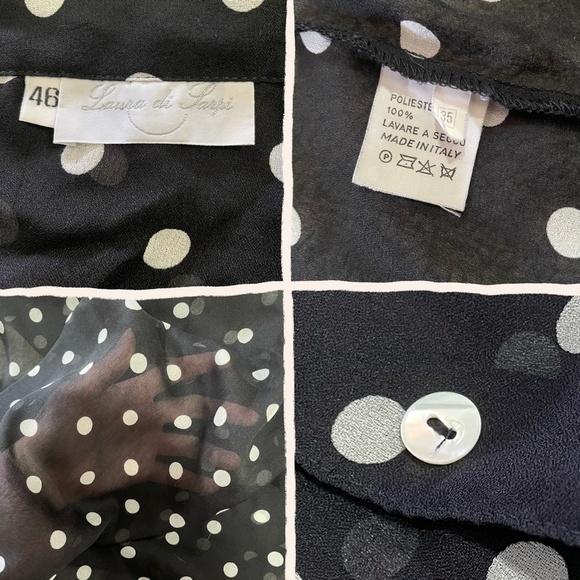 Vintage polkadot black and white short sleeve blouse. - Picture 4 of 4